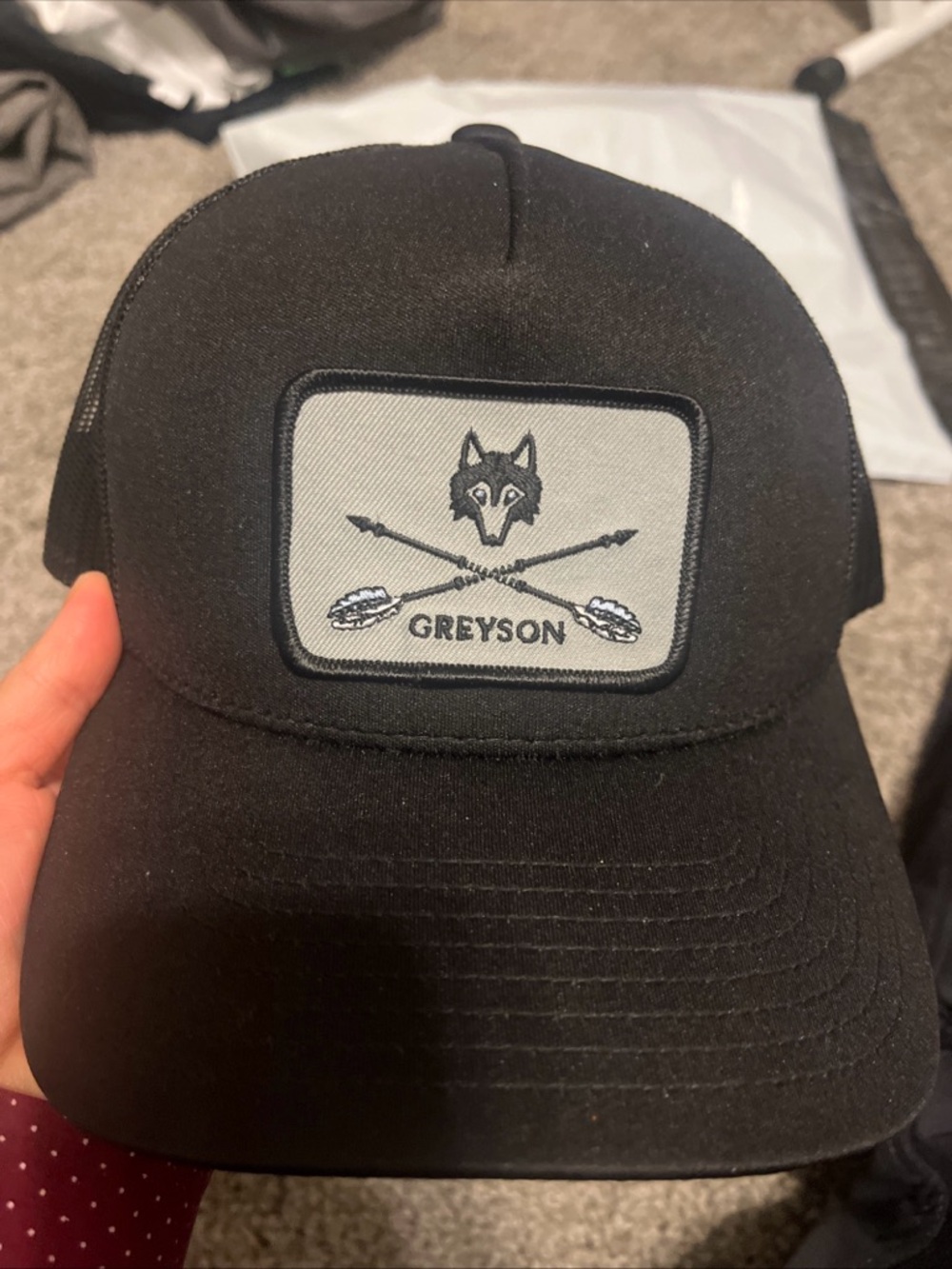 Greyson Clothier Black Golf SnapBack Cap with Wolf & Arrow Patch